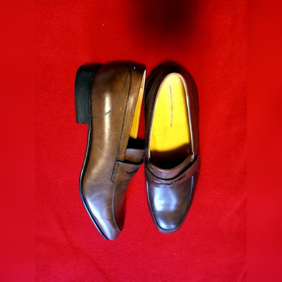 $328 Mens SAKS FIFTH AVENUE MADE IN ITALY 8M Color Brandy ​Leather Penny Loafers main image 7